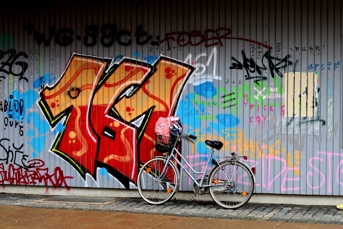 Gothic District Barcelona mural with cultural symbols